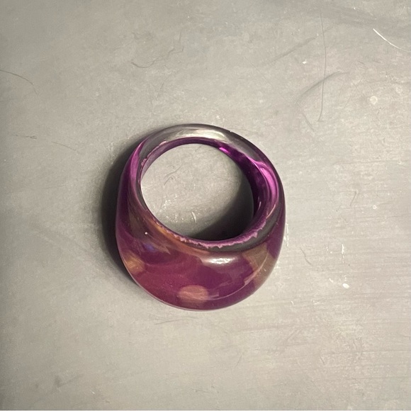 Sz 5.75 Purple Resin polka dot Ring - Picture 5 of 10